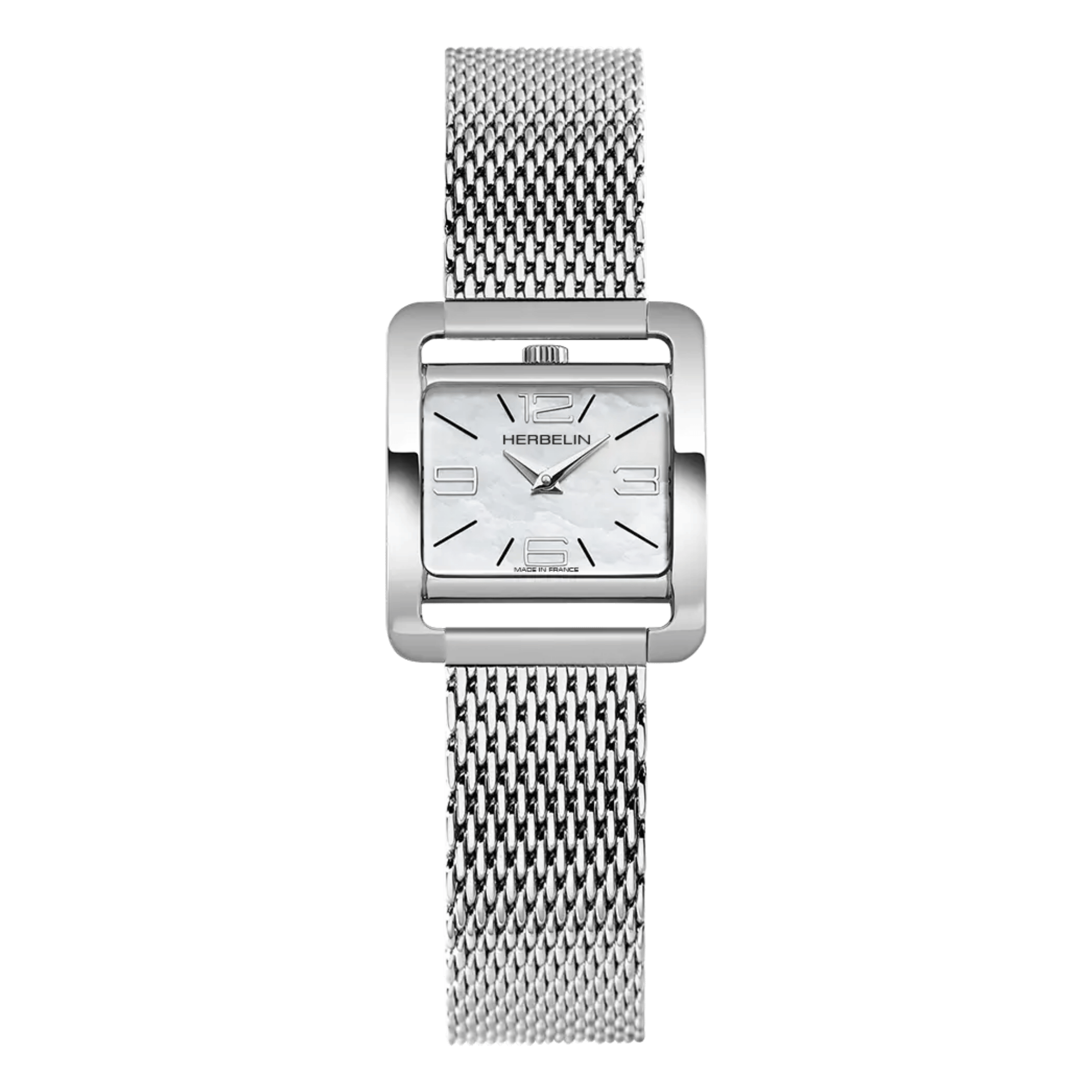 Montre Michel Herbelin 5ème Avenue quartz cadran nacre chiffres arabes bracelet maille milanaise