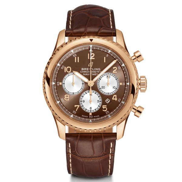Montre Breitling Navitimer 8 B01 chronograph cadran bronze bracelet croco brun 43 mm