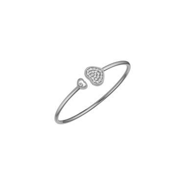 Bracelet jonc Chopard Happy Hearts en or blanc et pavage de diamants