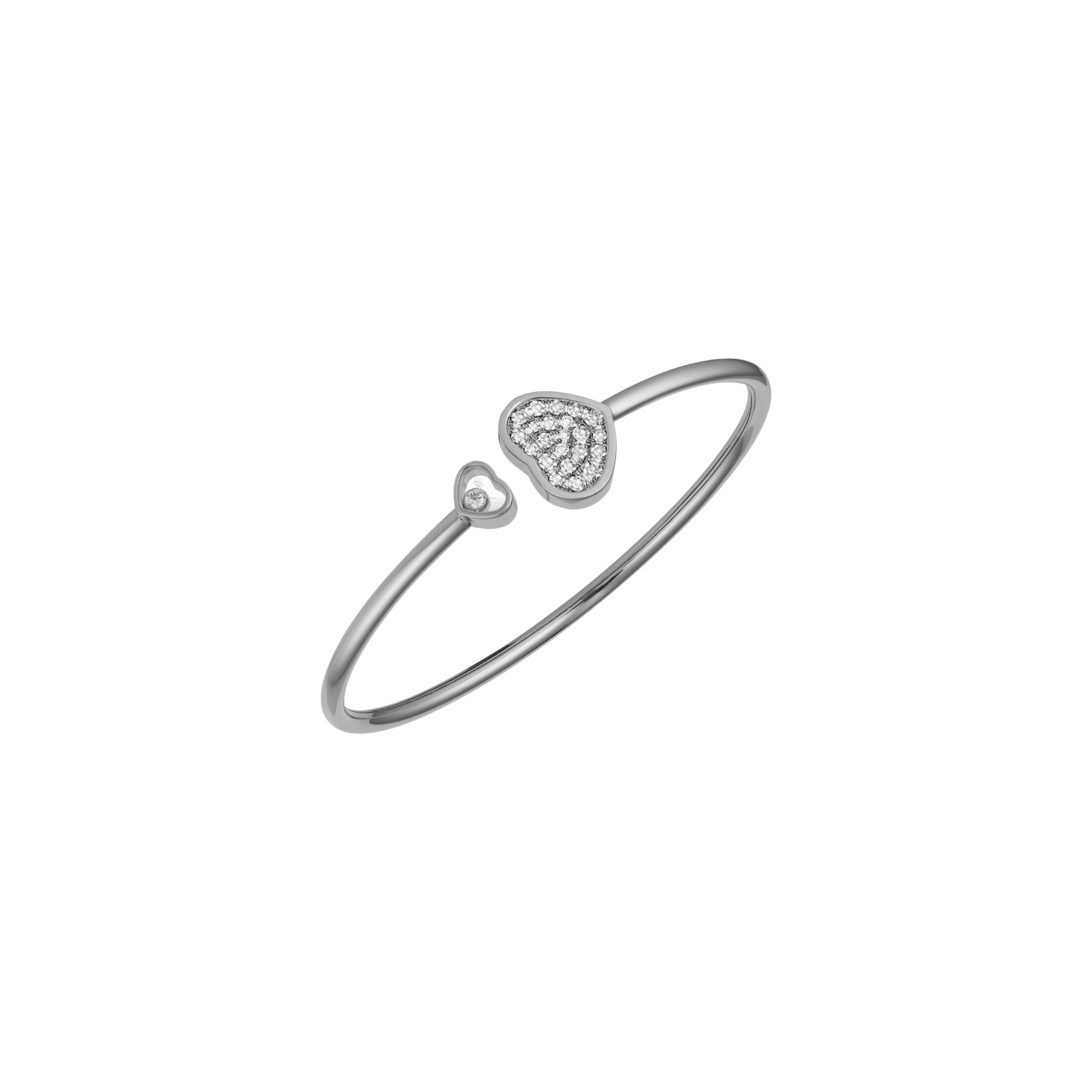 Bracelet jonc Chopard Happy Hearts en or blanc et pavage de diamants