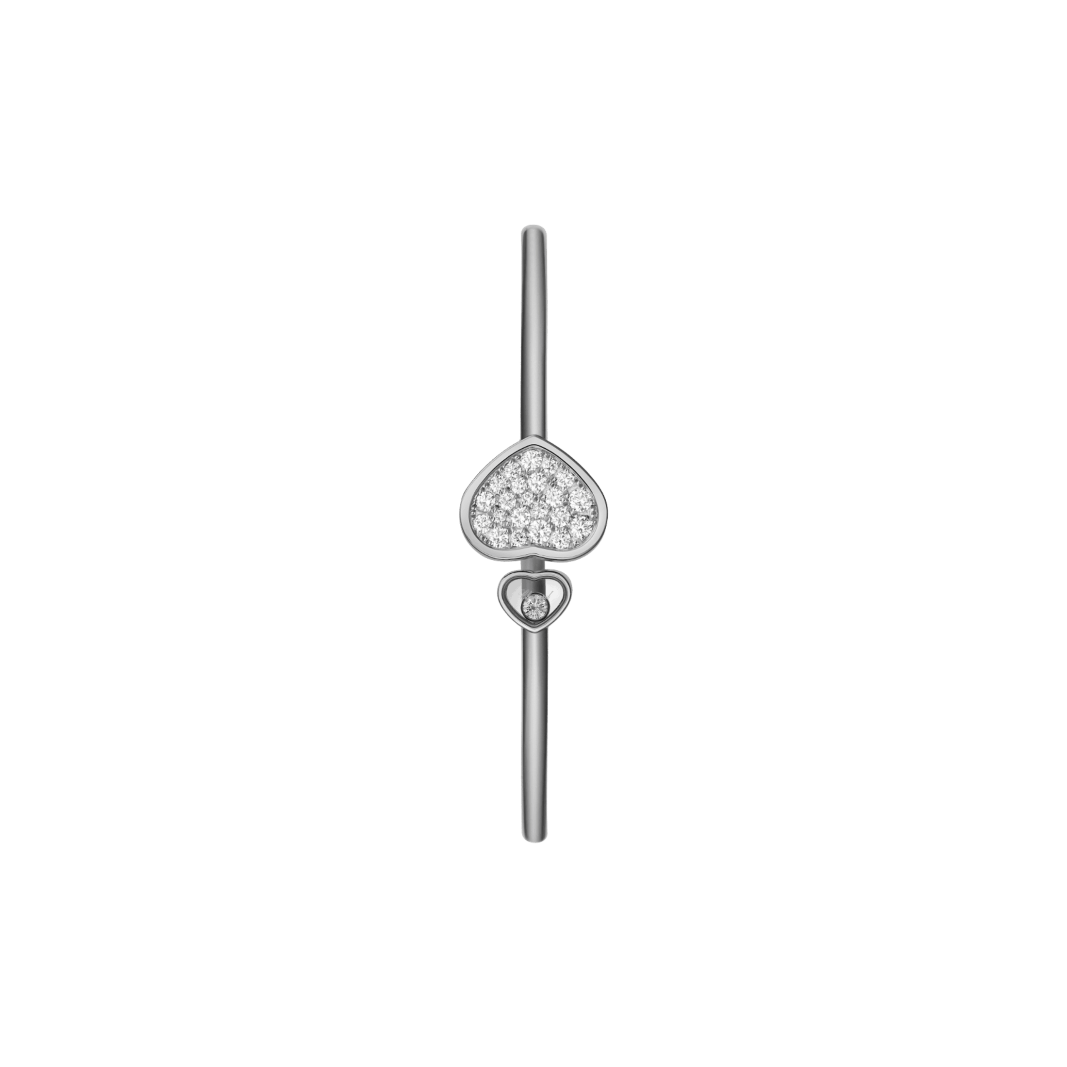 Bracelet jonc Chopard Happy Hearts en or blanc et pavage de diamants