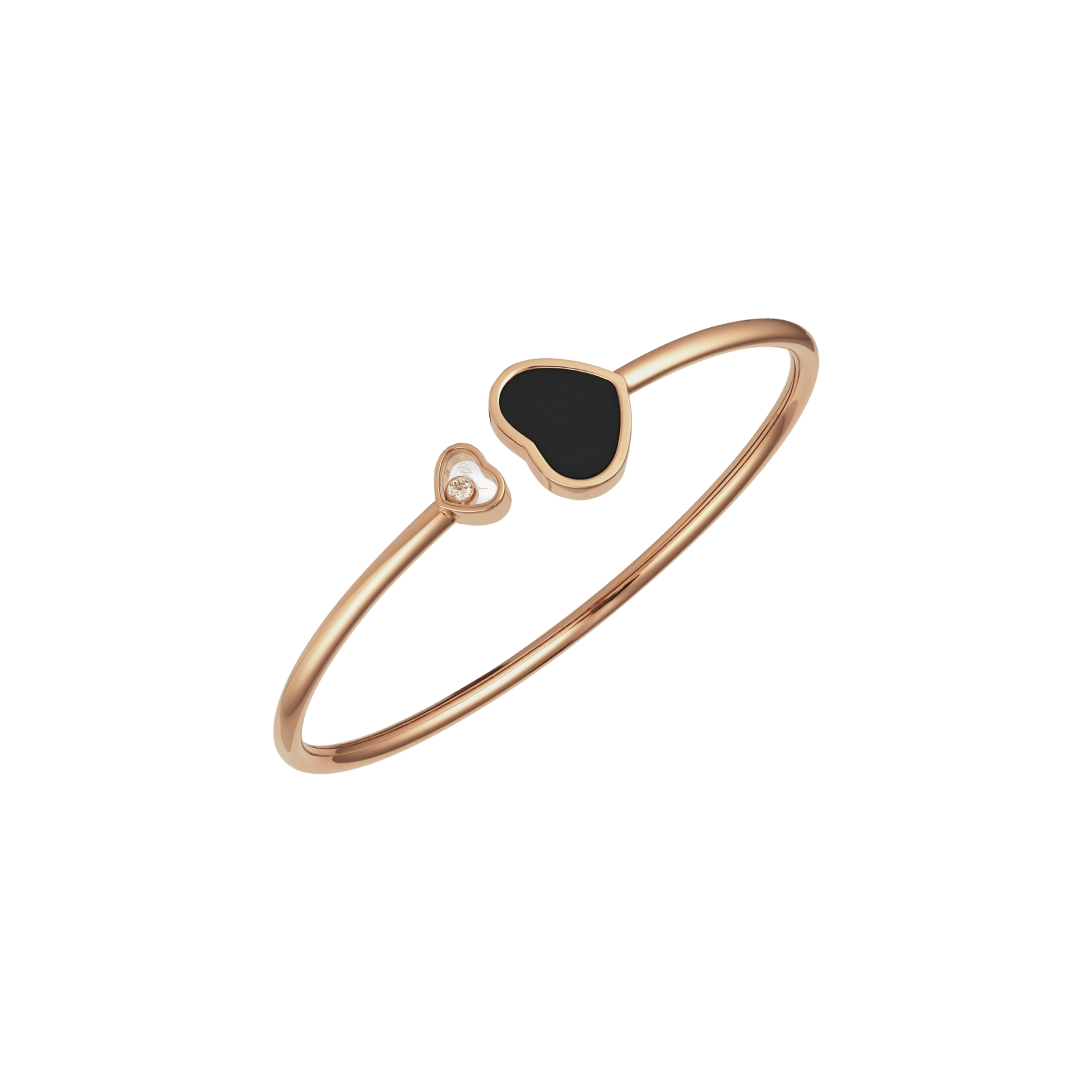 Chopard Happy Hearts bangle in rose gold, diamonds, and onyx