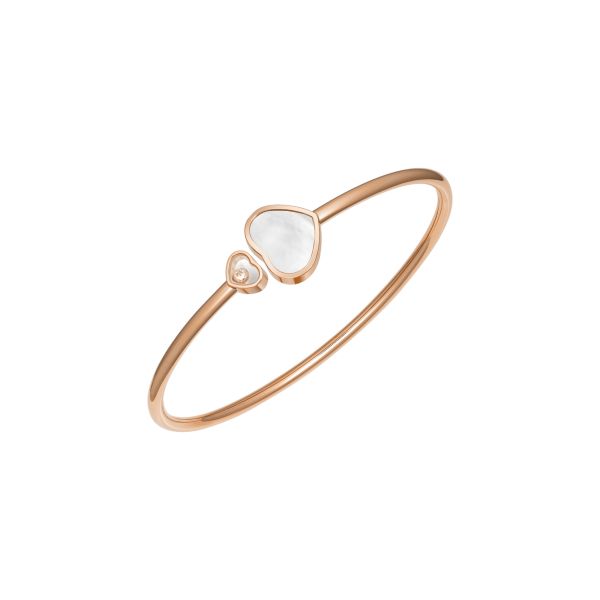 Bracelet jonc Chopard Happy Hearts en or rose, diamant et nacre