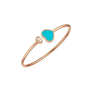 Chopard Happy Hearts bangle bracelet in rose gold, diamonds, and turquoise
