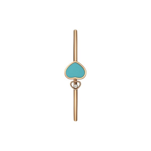 Bracelet jonc Chopard Happy Hearts en or rose, diamant et turquoise