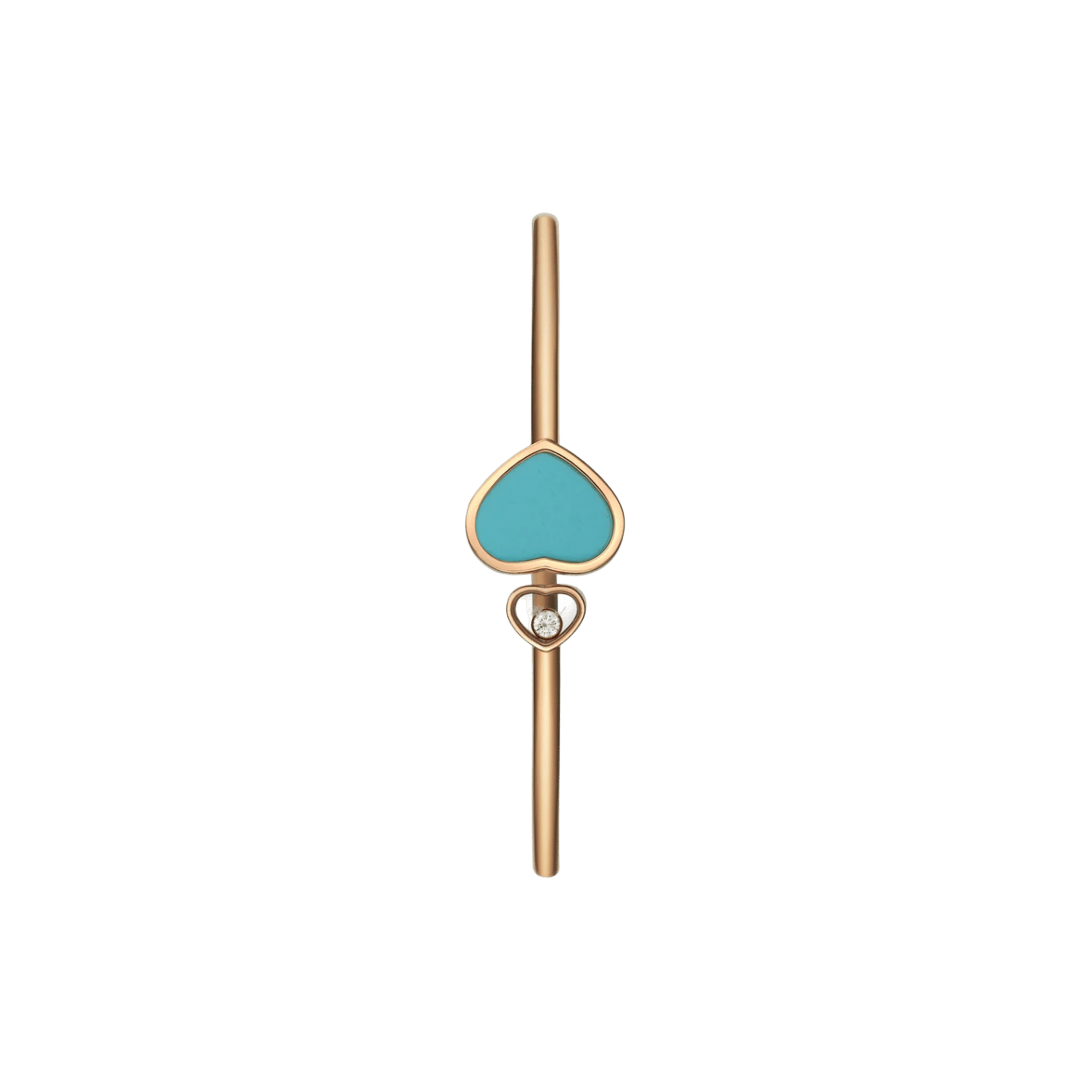 Bracelet jonc Chopard Happy Hearts en or rose, diamant et turquoise