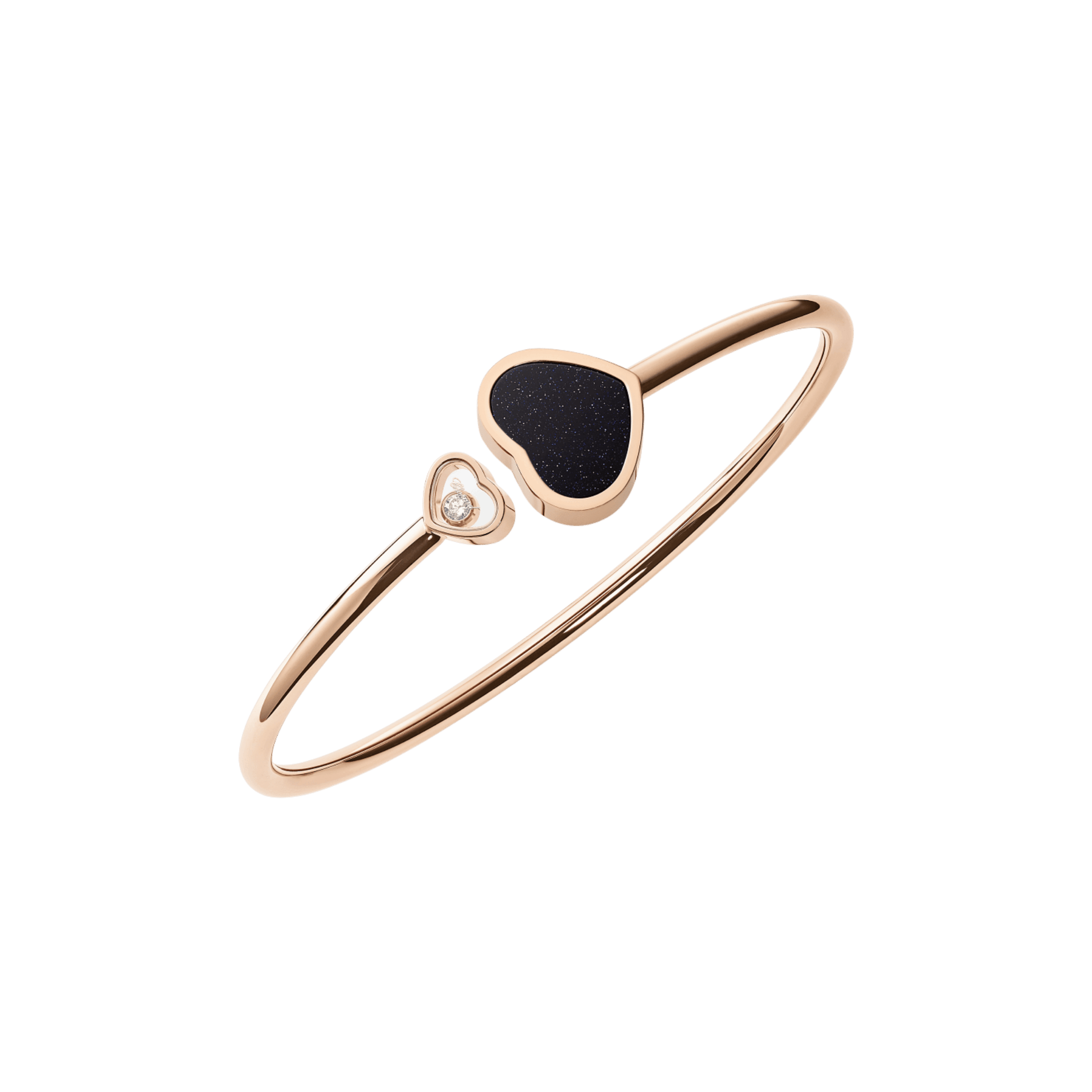Bracelet jonc Chopard Happy Hearts en or rose, diamant et aventurine