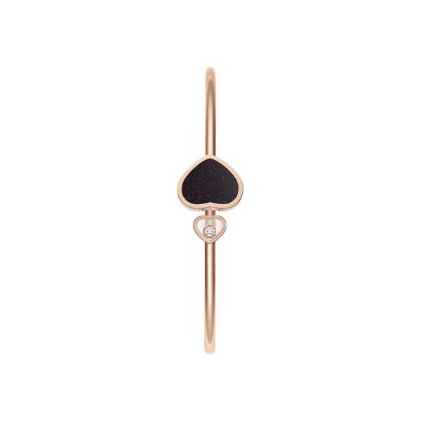 Bracelet jonc Chopard Happy Hearts en or rose, diamant et aventurine