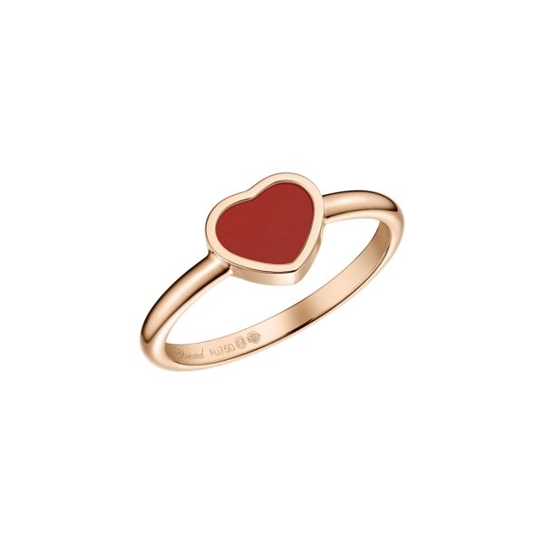 Chopard My Happy Hearts ring in rose gold and carnelian