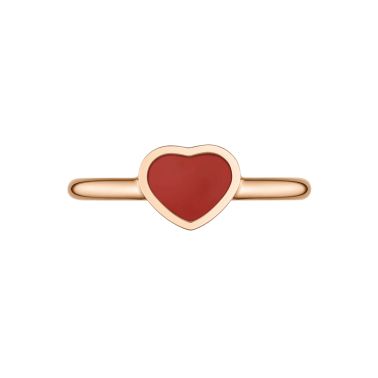 Chopard My Happy Hearts ring in rose gold and carnelian