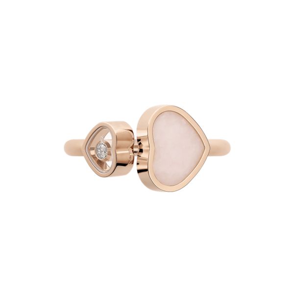 Chopard Happy Hearts ring in rose gold, diamonds, and pink opal