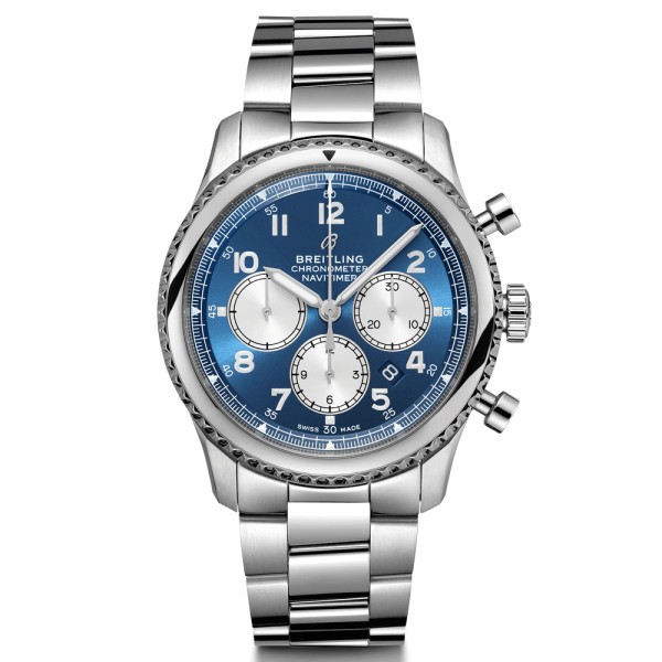 Montre Breitling Navitimer 8 B01 chronograph cadran bleu bracelet acier 43 mm
