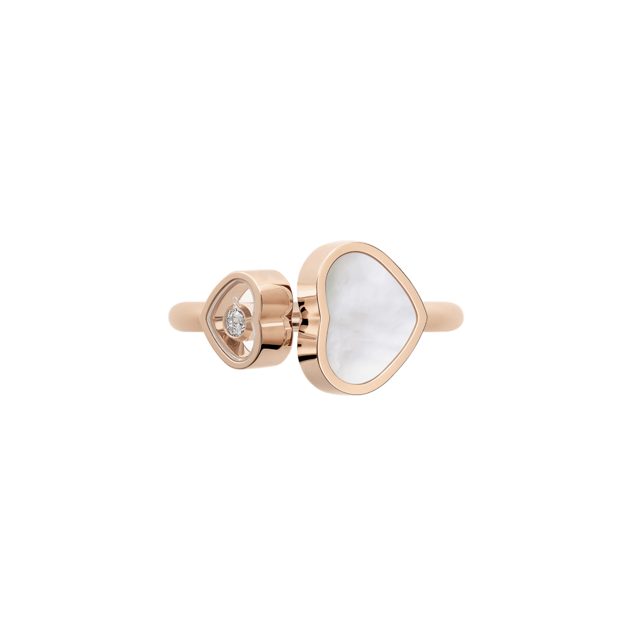 Bague Chopard Happy Hearts en or rose, diamant et nacre