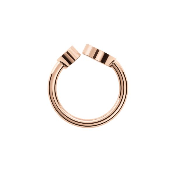 Chopard Happy Hearts ring in rose gold, diamonds, and mother-of-pearl