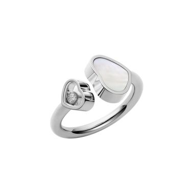 Bague Chopard Happy Hearts en or blanc, diamant et nacre