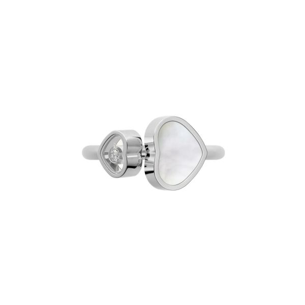 Bague Chopard Happy Hearts en or blanc, diamant et nacre