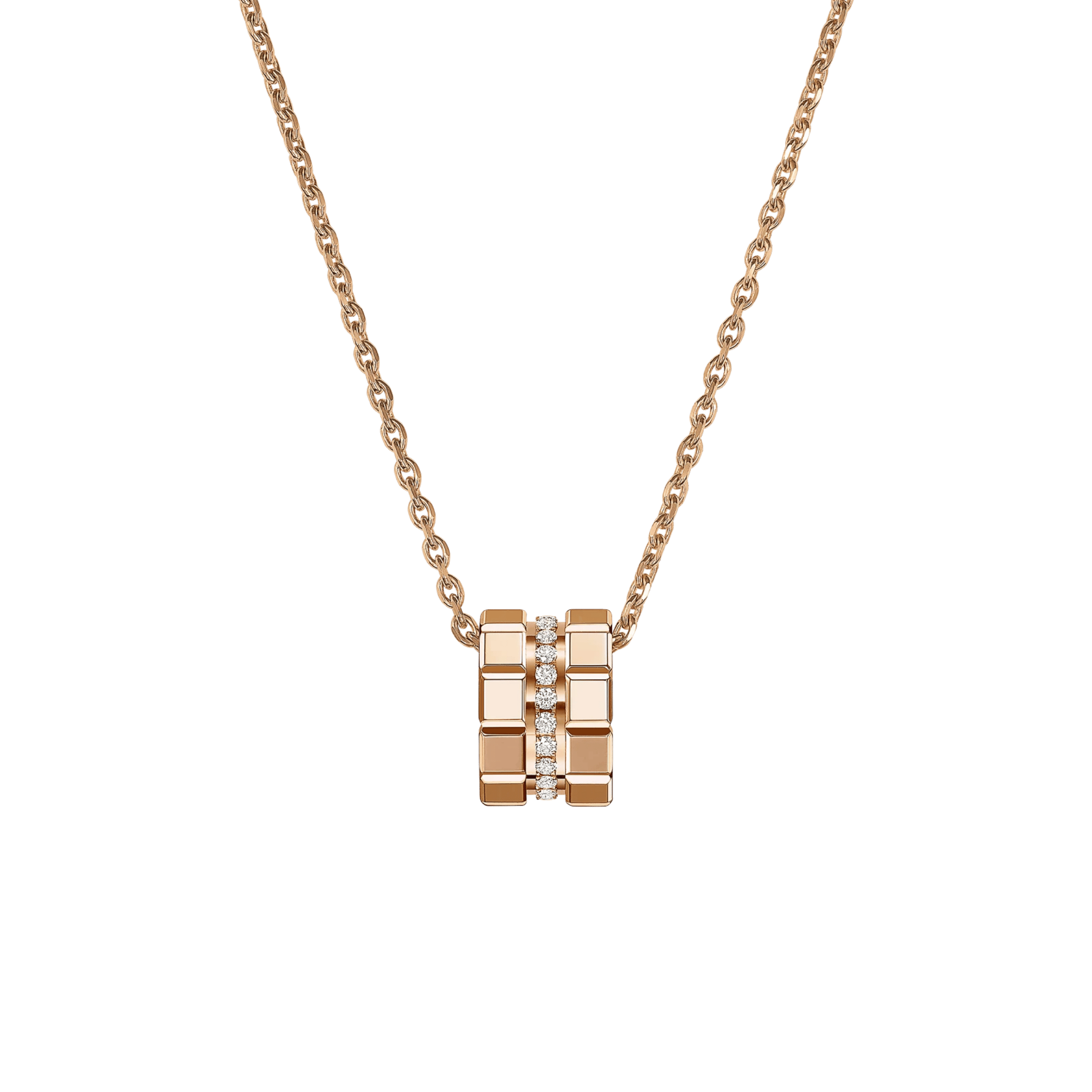 Chopard Ice Cube necklace in rose gold and diamonds