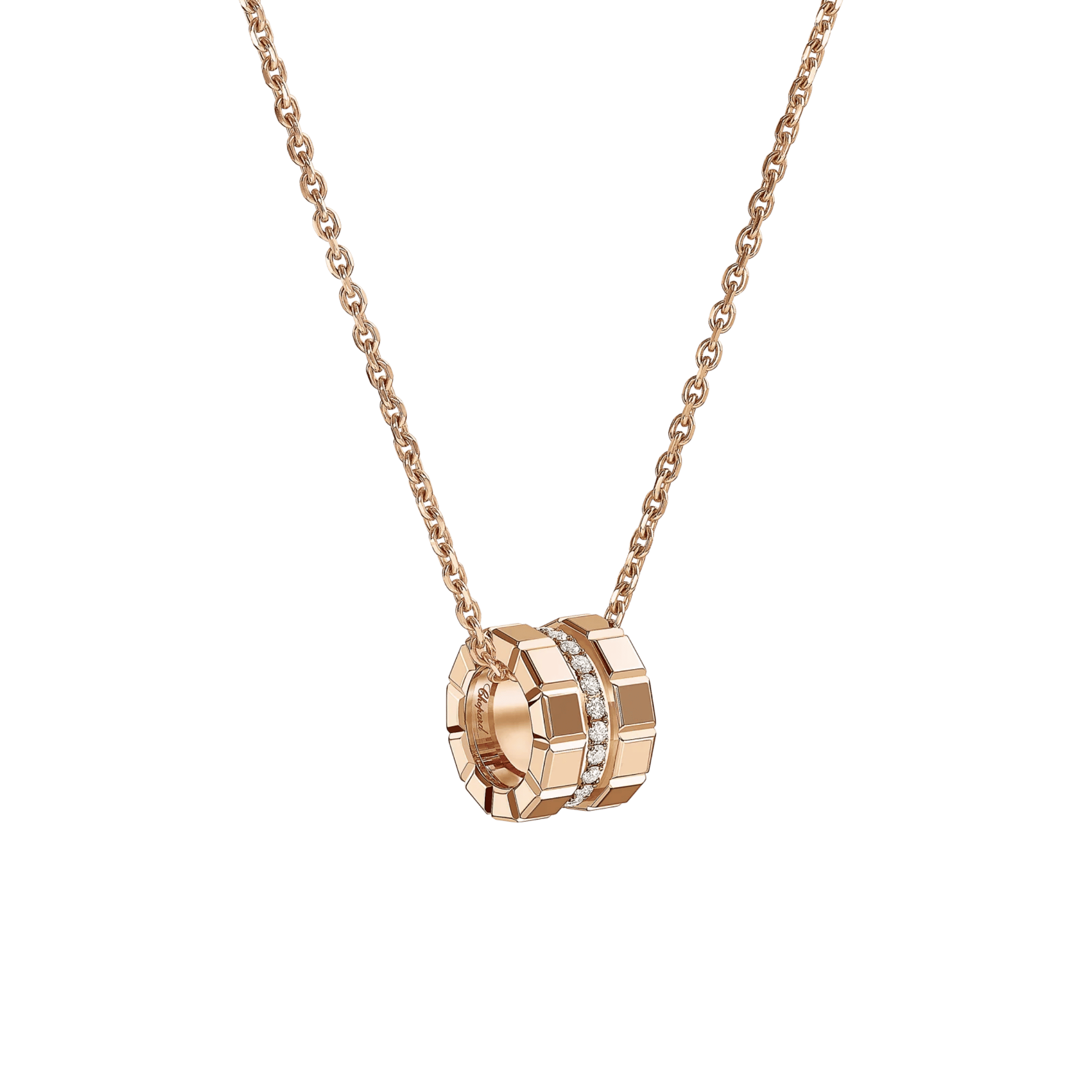 Chopard Ice Cube necklace in rose gold and diamonds