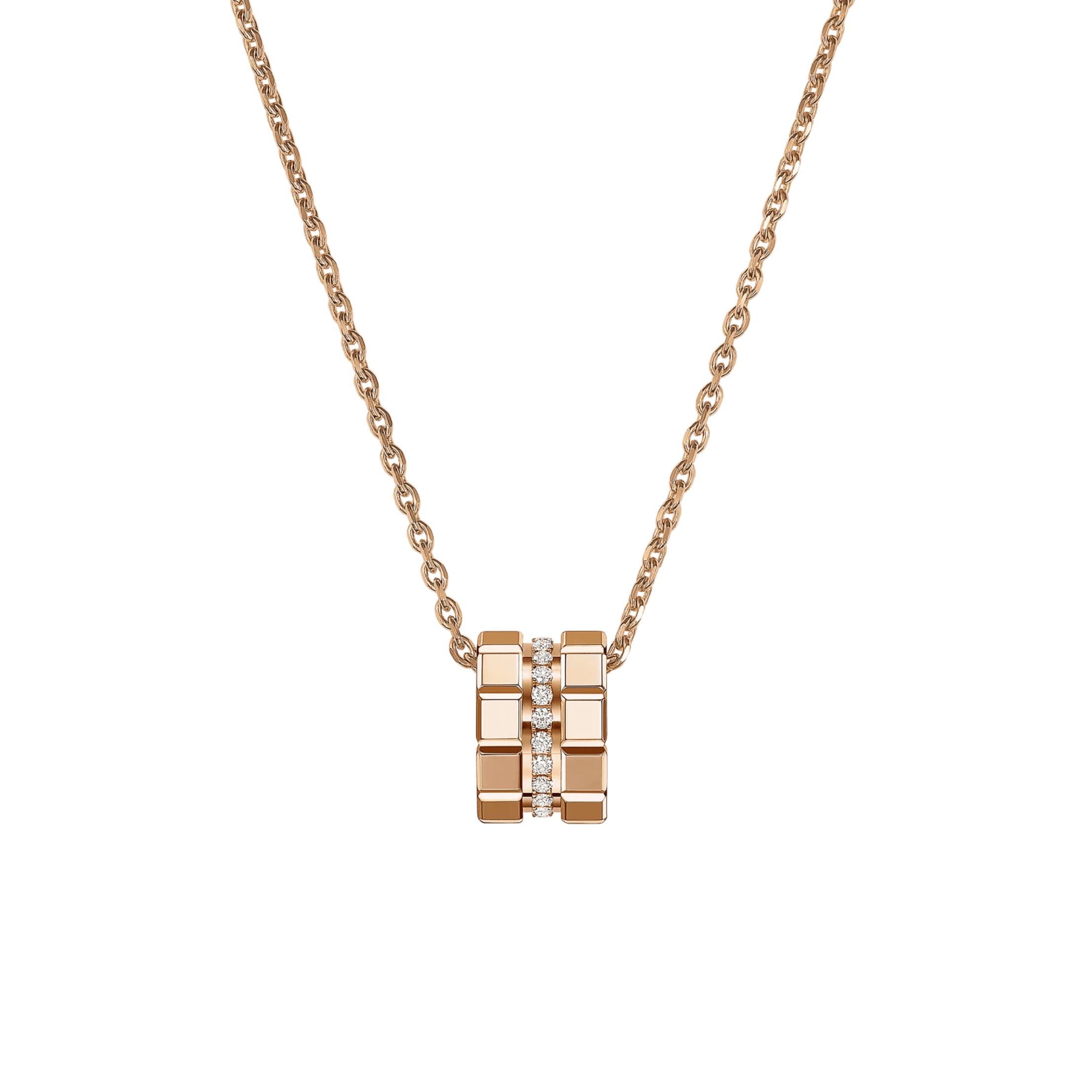 Chopard Ice Cube necklace in rose gold and diamonds