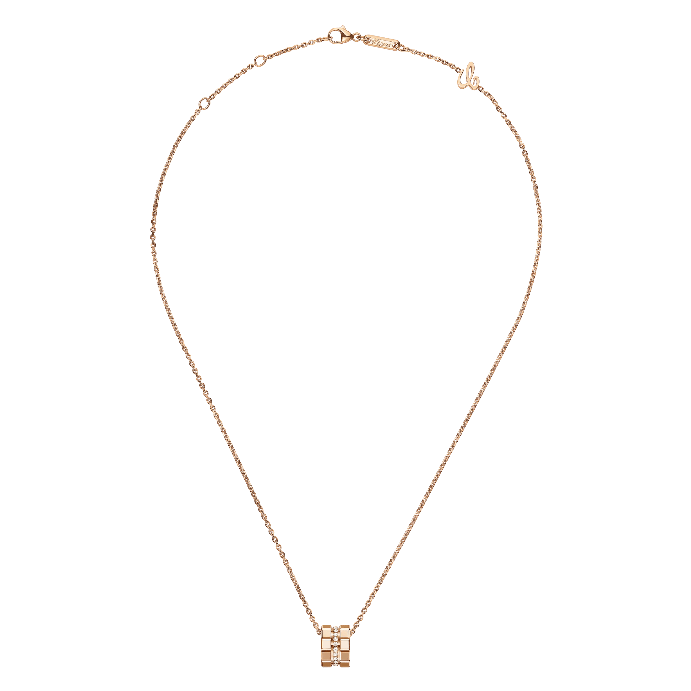 Chopard Ice Cube necklace in rose gold and diamonds