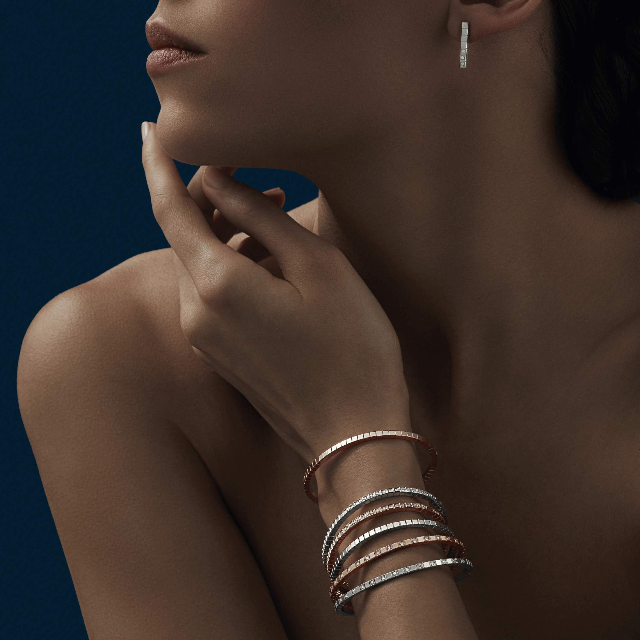 Bracelet jonc Chopard Ice Cube en or blanc et diamants