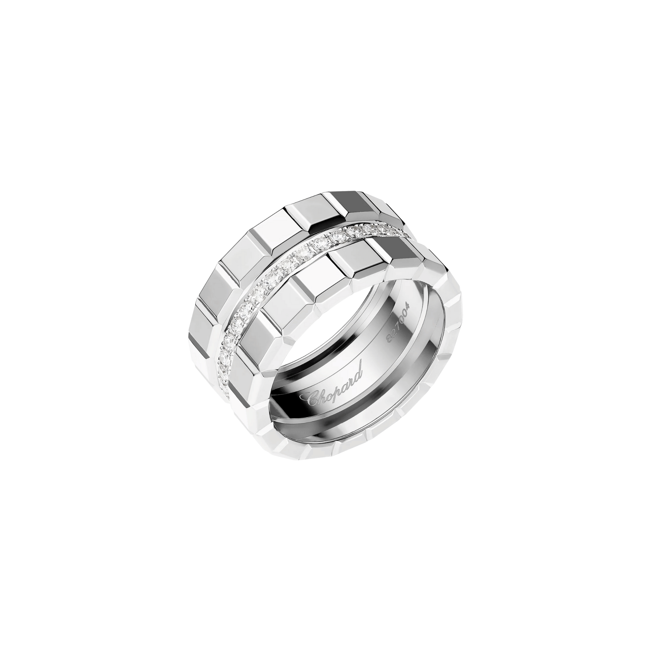 Bague Chopard Ice Cube grand modèle en or blanc et diamants
