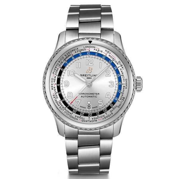 Montre Breitling Navitimer 8 B35 automatique Unitime cadran argent mercury bracelet acier 43 mm
