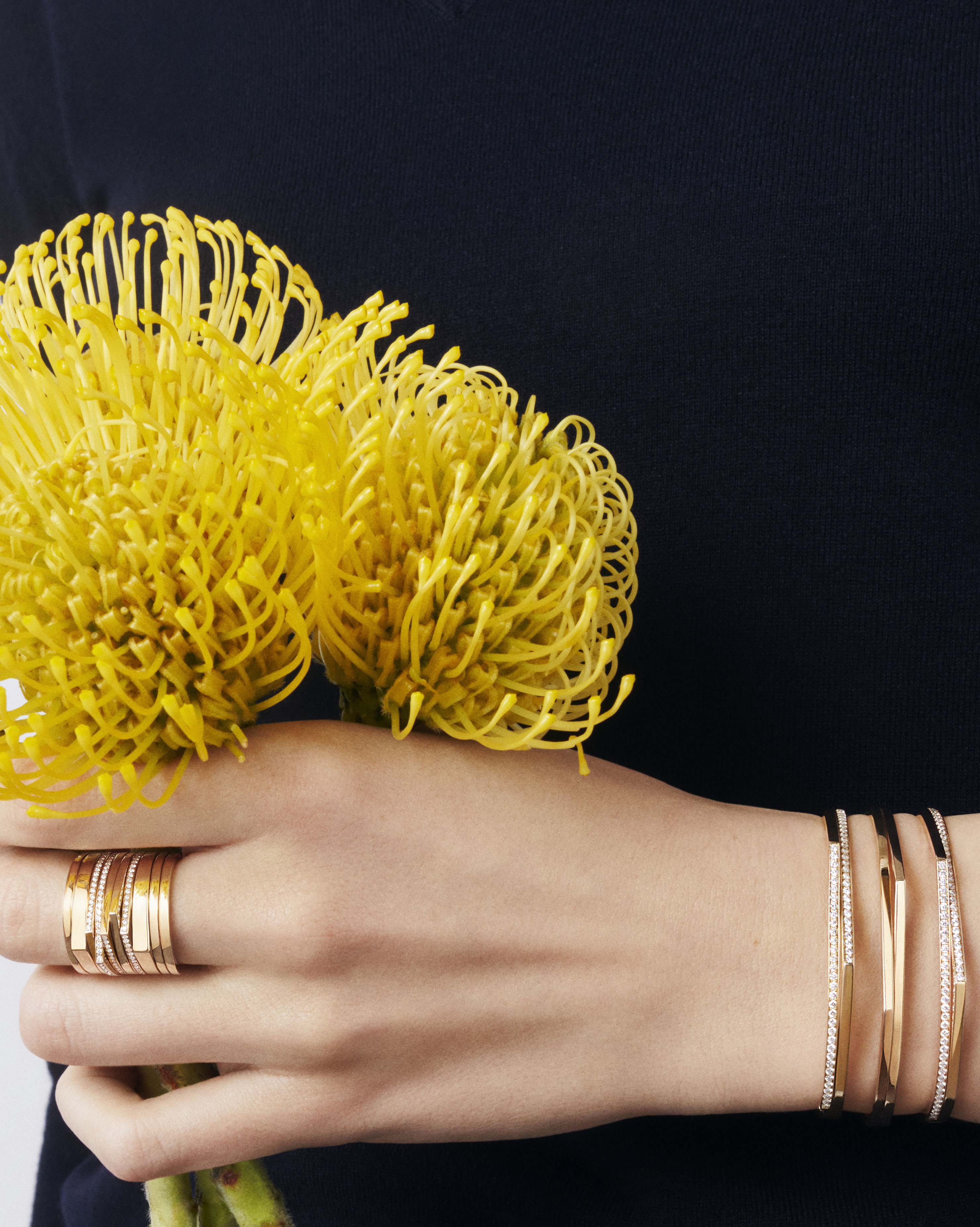 Repossi ring multirow 10 in rose gold and diamonds