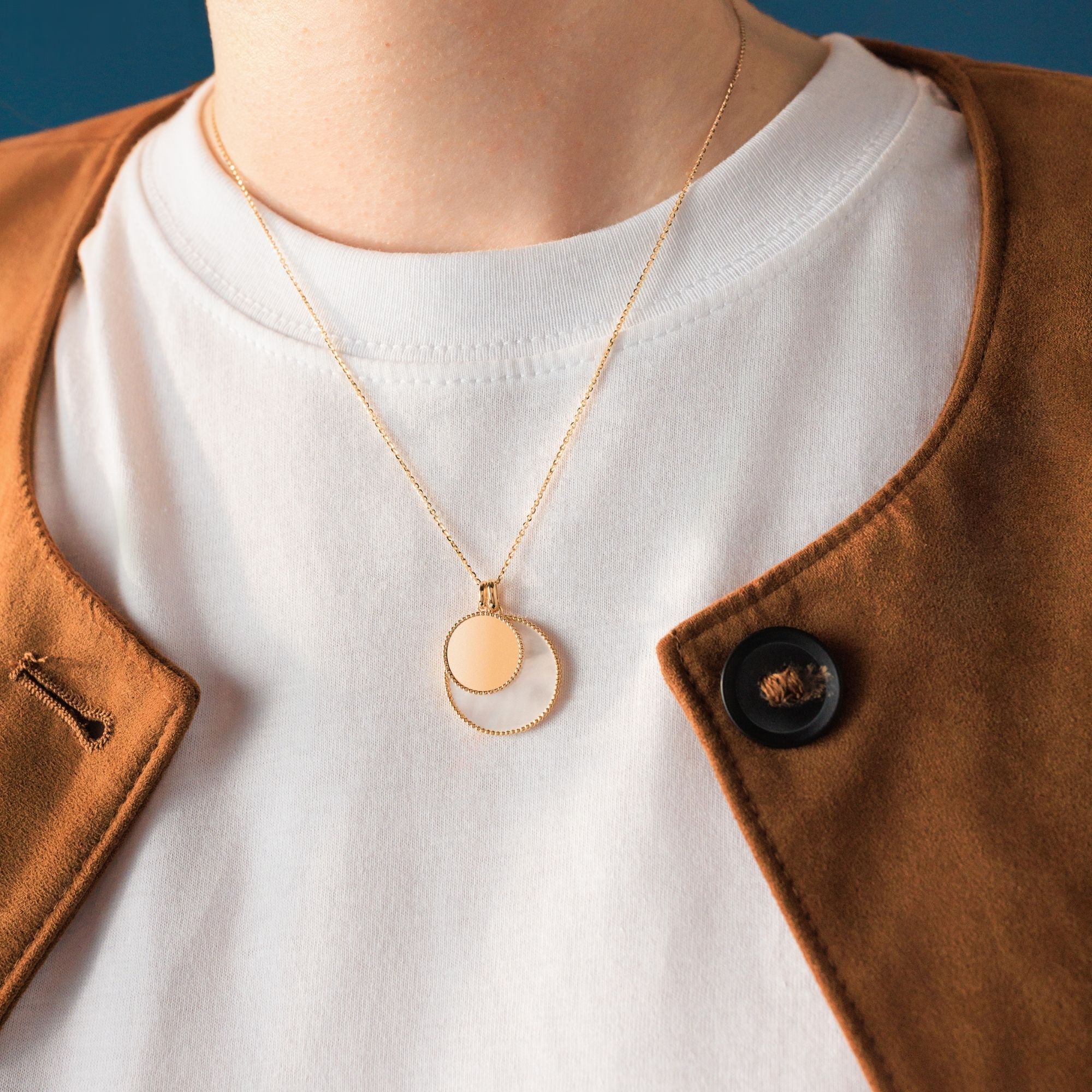 Médaille Lepage Colette Lune Perlée en or jaune