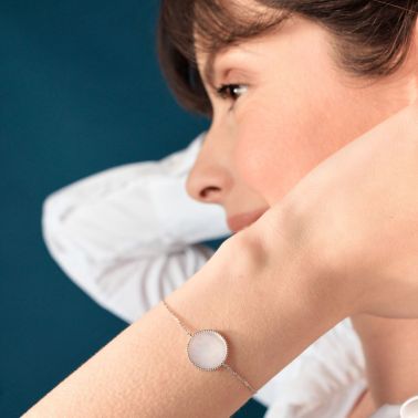 Lepage Colette Lune Perlée bracelet in white gold and mother of pearl