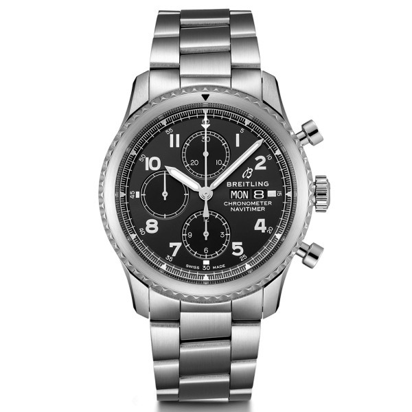 Montre Breitling Navitimer 8 chronograph cadran noir bracelet acier 43 mm