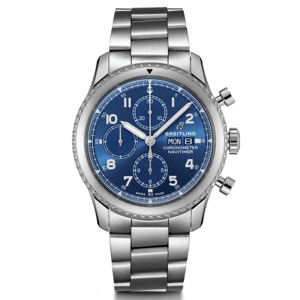 Montre Breitling Navitimer 8 chronograph cadran bleu bracelet acier 43 mm