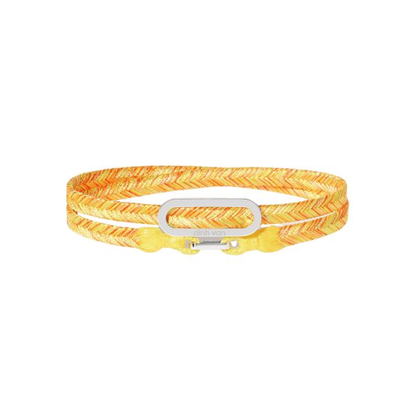 Dinh Van double wrap bracelet in white gold with yellow woven strap
