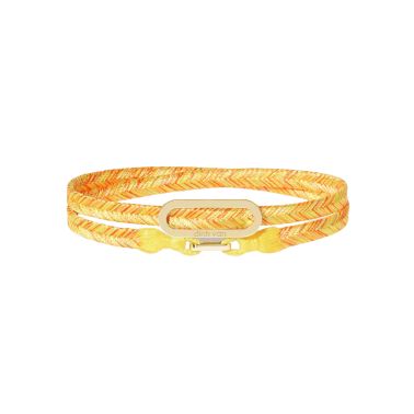 Bracelet double-tour dinh van Maillon L en or jaune sur bracelet tissé jaune