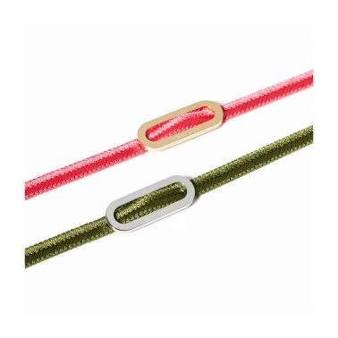 Dinh Van double wrap bracelet in yellow gold with pink woven strap