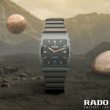 Rado Anatom automatic watch grey dial steel bracelet pvd rose gold and grey ceramic 32.5 mm