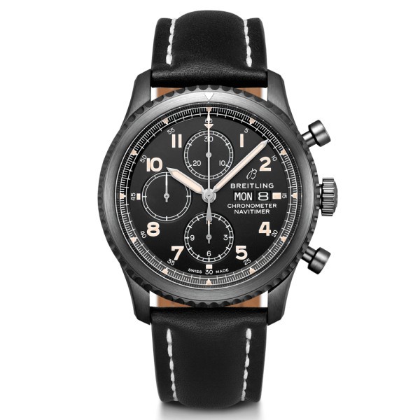 Montre Breitling Navitimer 8 chronograph cadran noir bracelet nubuck noir 43 mm