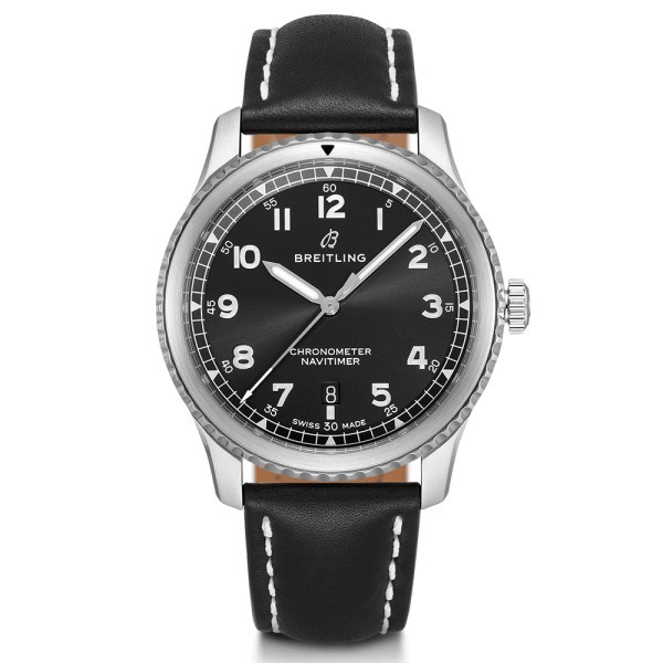 Montre Breitling Navitimer 8 automatic cadran noir bracelet cuir 41 mm