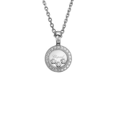 Chopard Happy Diamonds necklace in white gold and diamond pavé