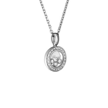 Chopard Happy Diamonds necklace in white gold and diamond pavé