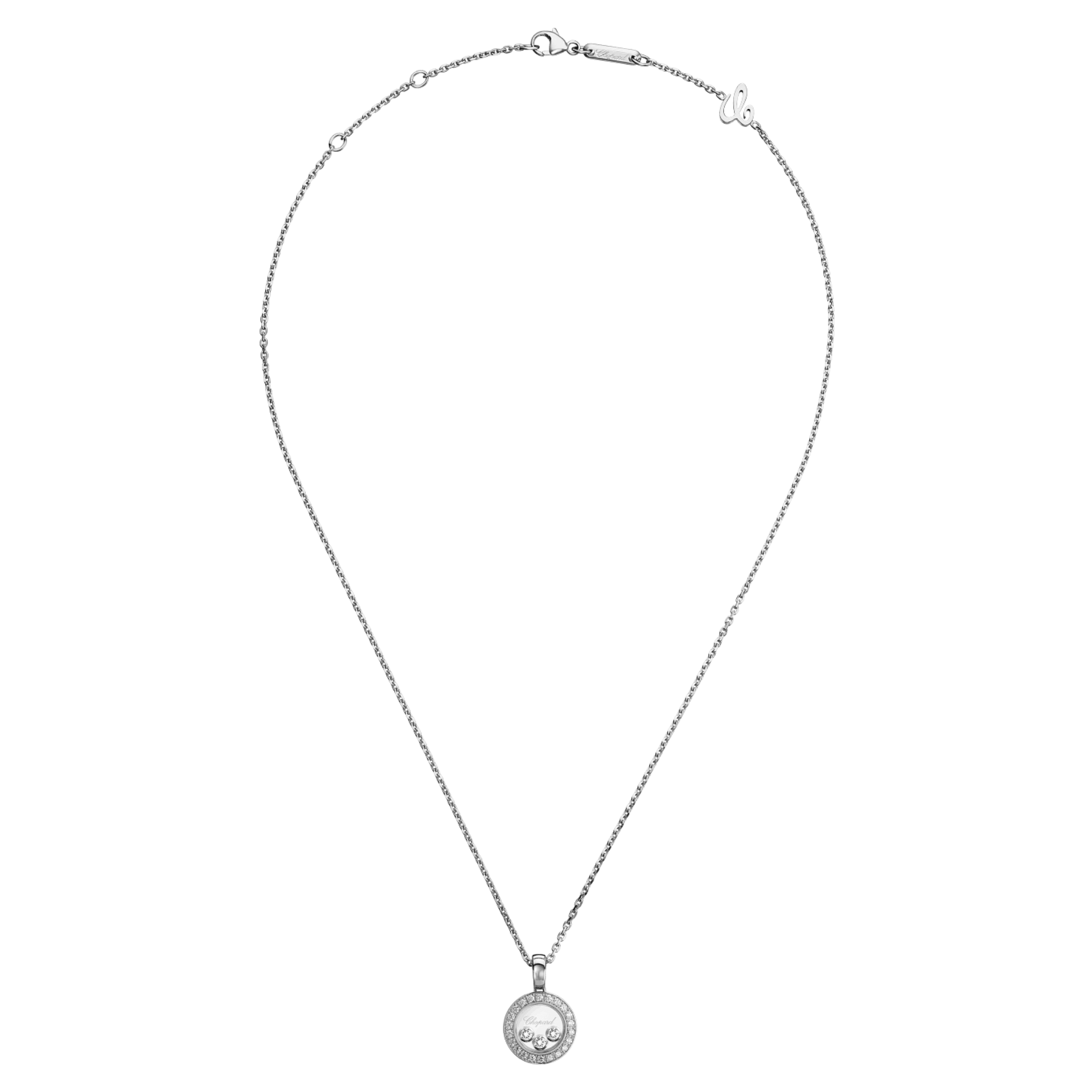 Chopard Happy Diamonds necklace in white gold and diamond pavé