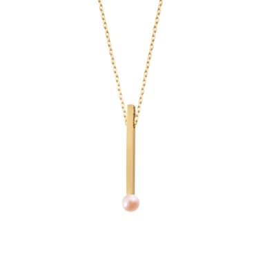 Collier Claverin Kiss Line en or jaune et perle rose