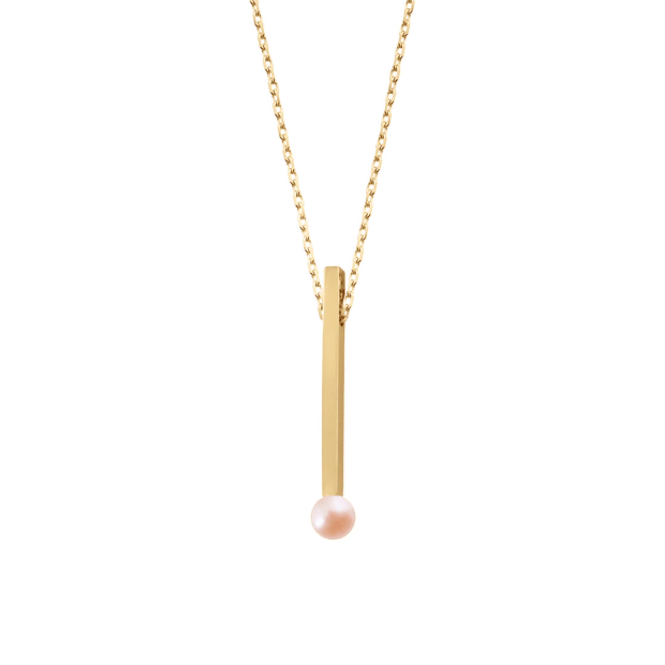 Collier Claverin Kiss Line en or jaune et perle rose