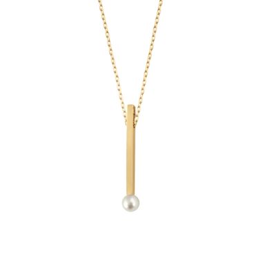 Claverin Kiss Line necklace in yellow gold and white pearl