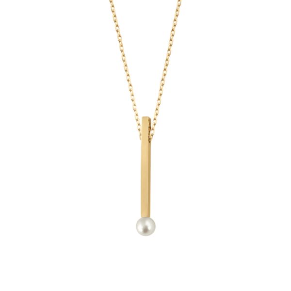Collier Claverin Kiss Line en or jaune et perle blanche
