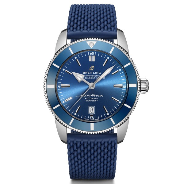 Montre Breitling Superocean Heritage II automatique cadran bleu bracelet caoutchouc bleu 46 mm AB2020161C1S1