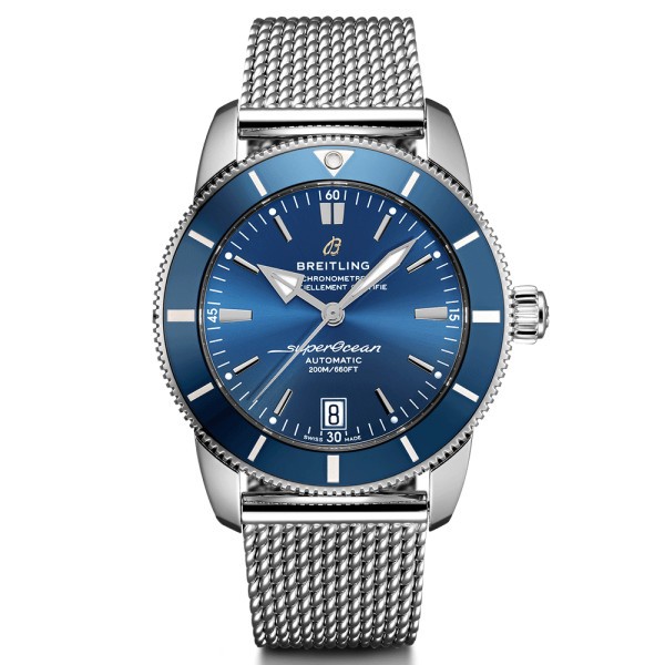 Montre Breitling Superocean Heritage II B20 automatique cadran bleu bracelet maille milanaise 42 mm