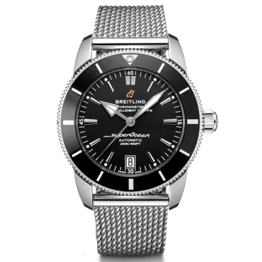Montre Breitling Superocean Heritage II B20 automatique cadran noir bracelet maille milanaise 42 mm AB2010121B1A1