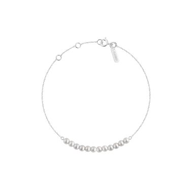 Bracelet Claverin Mini Rock My Pearls en or blanc et perles blanches