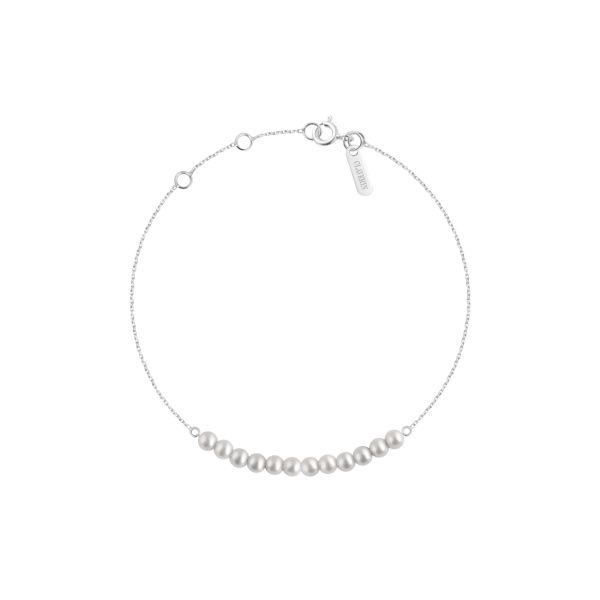 Bracelet Claverin Mini Rock My Pearls en or blanc et perles blanches